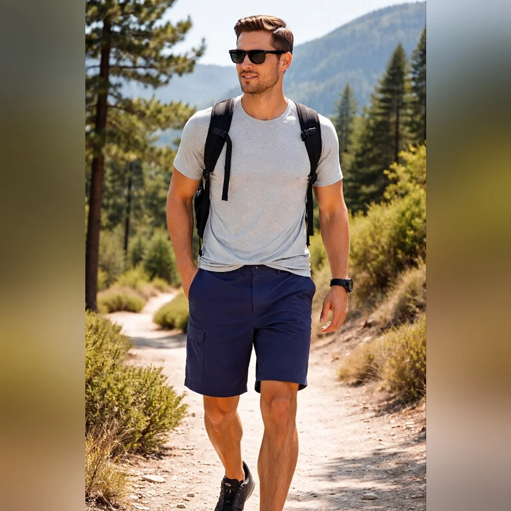All in Motion Navy Tech Cargo Shorts Outdoor Athleisure Stretch Size 32
